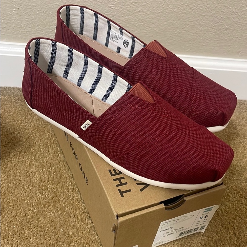 TOMS Black Cherry Canvas Slip-Ons